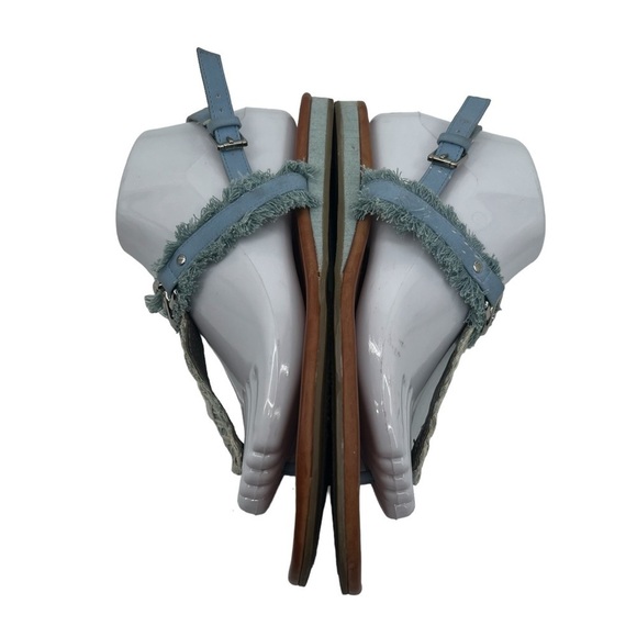 G By Guess Blue Denim T-Strap Wedge Sandals Size 8 Women’s - Picture 8 of 10